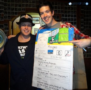 With Mangee our driver, dressed as his FB page. This costume won me a canyon swing!