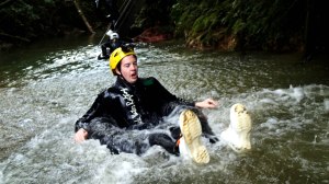 Jumping into the tube for the first time