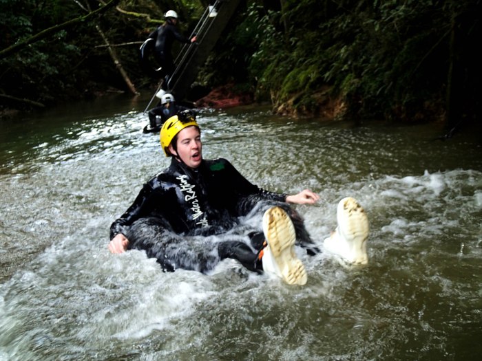 Jumping into the tube for the first time