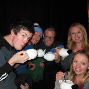 Drinking out of teapots!