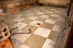 The marks on the floor are chillingly uncleaned