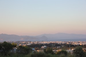 Distractingly beautiful: the view across to Turkey